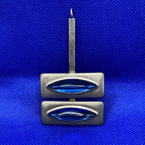 Jorgen Jensen Pewter Blue Glass Pendant #230B - Picture 1 of 5